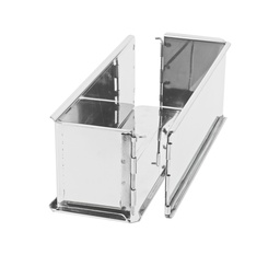 Mallard Ferrière Demountable stainless steel pate-en-croute mould with hinges — Length: 500 mm; Width: 70 mm; Height: 90 mm — 09445