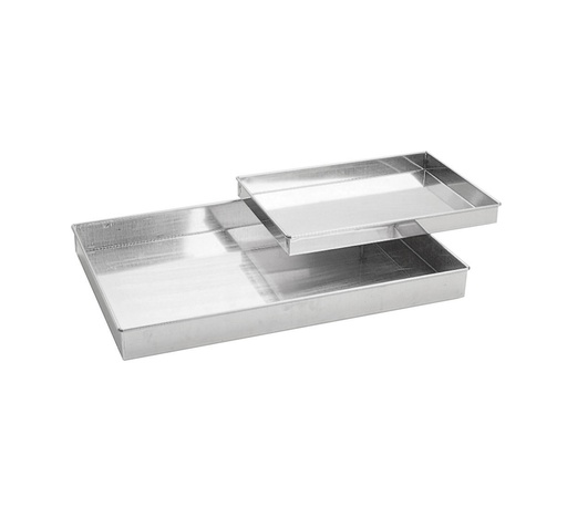 [09720] Mallard Ferrière Straight-sided tinplate sponge-cake tray — Length: 300 mm; Width: 200 mm; Height: 35 mm — 09720