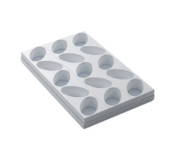 Mallard Ferrière Plastic oval individual-cake moulding sheet — Length: 400 mm; Width: 260 mm — 11491