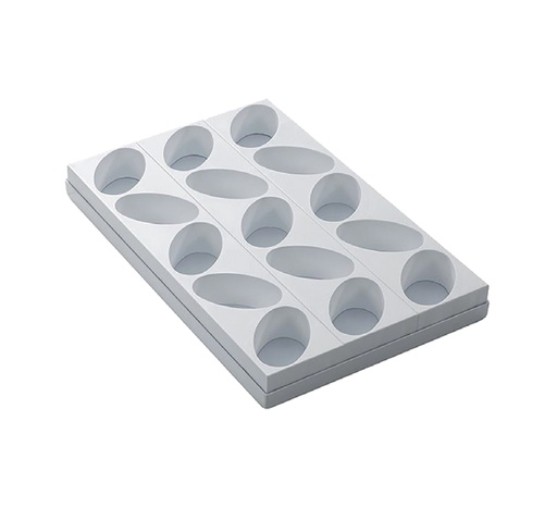 Mallard Ferrière Plastic oval individual-cake moulding sheet — Length: 400 mm; Width: 260 mm — 11491