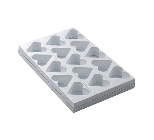 Mallard Ferrière Plastic heart individual-cake moulding sheet — Length: 400 mm; Width: 260 mm — 11496