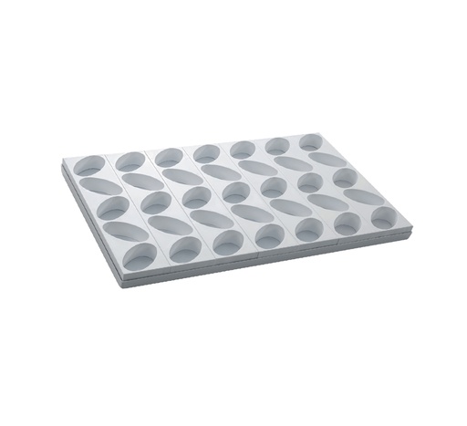 Mallard Ferrière Plastic oval individual-cake moulding sheet — Length: 600 mm; Width: 400 mm — 11501