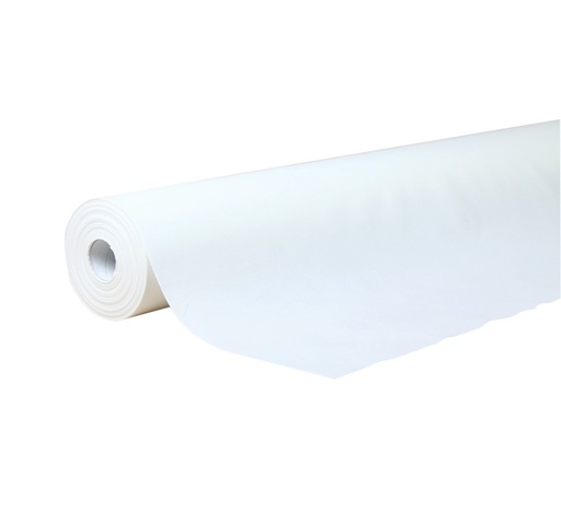 Mallard Ferrière White embossed damask paper tablecloth roll, 100 m × 1.2 m — 17541