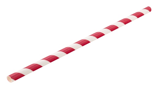 [F90108-000000-B01024] Utopia – Paper Red Stripe Straw 8" (20cm) — F90108-000000-B01024