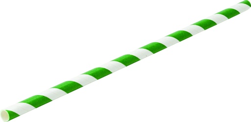 [F90110-000000-B01024] Utopia – Paper Green Stripe Straw 8" (20cm) — F90110-000000-B01024