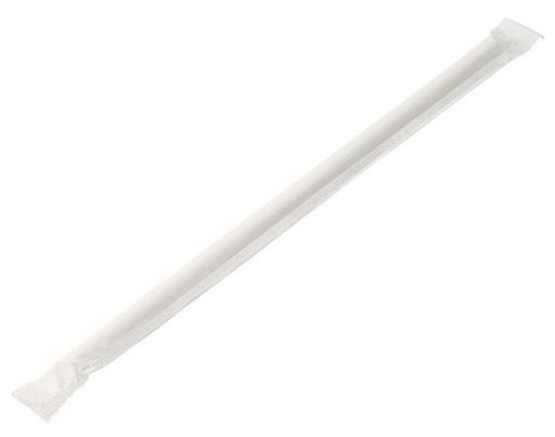 [F90127-000000-B01024] Utopia – Paper Wrapped White Straw 8" (20cm) Box of 250 — F90127-000000-B01024