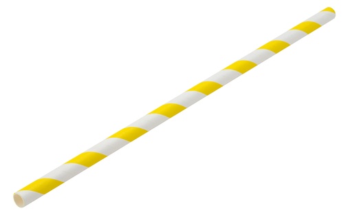 [F90166-000000-B01024] Utopia – Paper Yellow/White Stripe Straw 8" (20cm) — F90166-000000-B01024