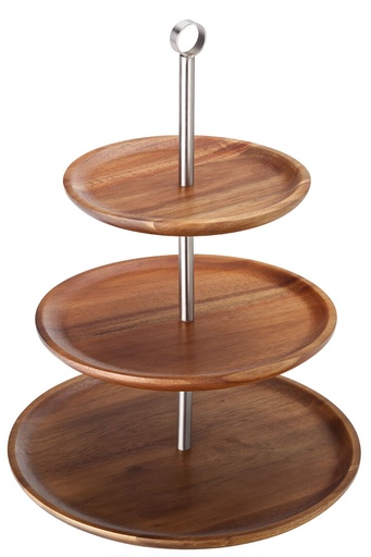 [JMP966-000000-B01001] Utopia – 3 Tiered Acacia Sharing Platter 12, 9.75, 8.25" — JMP966-000000-B01001