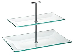 Utopia – Aura 2 Tiered Rectangular Glass Plate 11.75 x 8" — R90056-000000-B01001