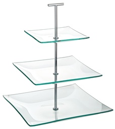 Utopia – Aura 3 Tiered Square Glass Plate 9.75, 8, 5.75" — R90058-000000-B01001