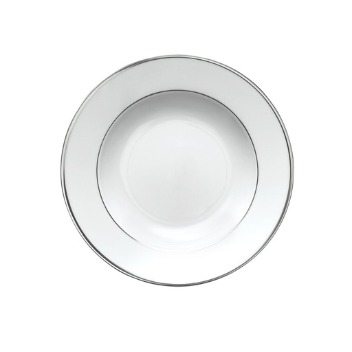 [190053] DEGRENNE GALON PLATINE — round soup plate 22.5 cm — 190053 (Pack of 6 pieces)