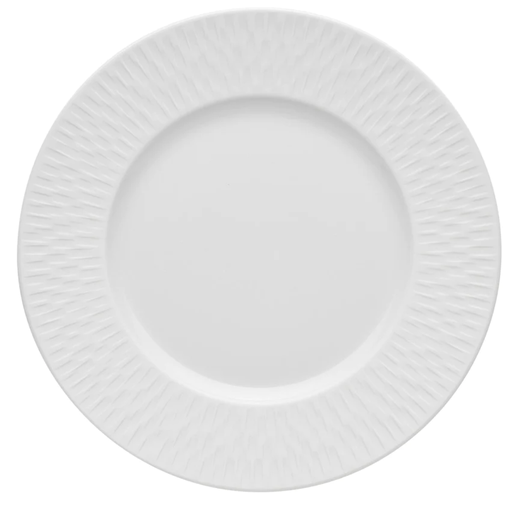 [193320] DEGRENNE BOREAL SATIN BLANC Round Dessert / Salad / App. plate w/wide rim — 193320 (Pack of 6)