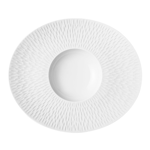 DEGRENNE BOREAL SATIN BLANC — Shallow Bowl w/wide oval rim satin finish — 193324 (Pack of 3 pieces)