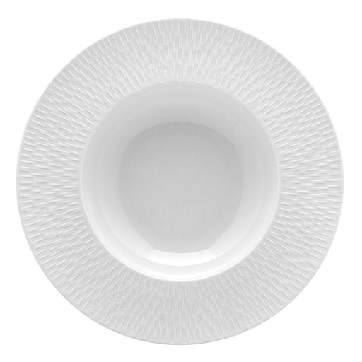 DEGRENNE BOREAL SATIN BLANC — Round soup/pasta bowl with rim 29 cm — 223954 (Pack of 3 pieces)