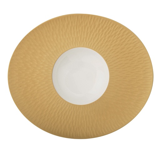 [225197] DEGRENNE BOREAL SATIN OR — oval gourmet plate 30x26 cm — 225197 (Pack of 3 pieces)