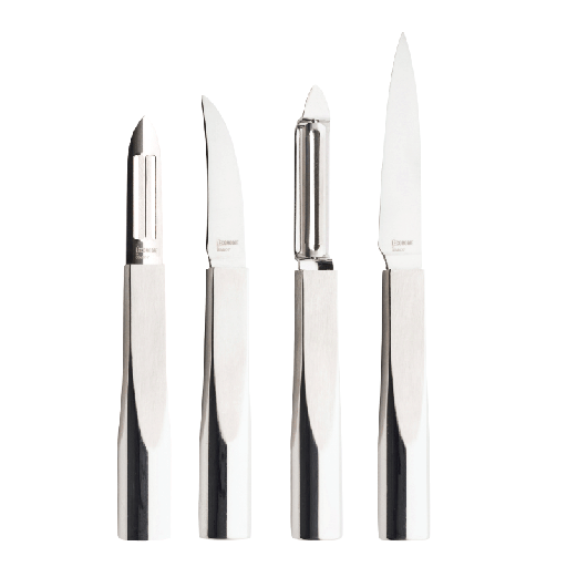 [229514] DEGRENNE L'ECONOME STARCK pack 4 pieces set peeler/paring knife 10 cm/curved blade paring knife/flexiconome — 229514