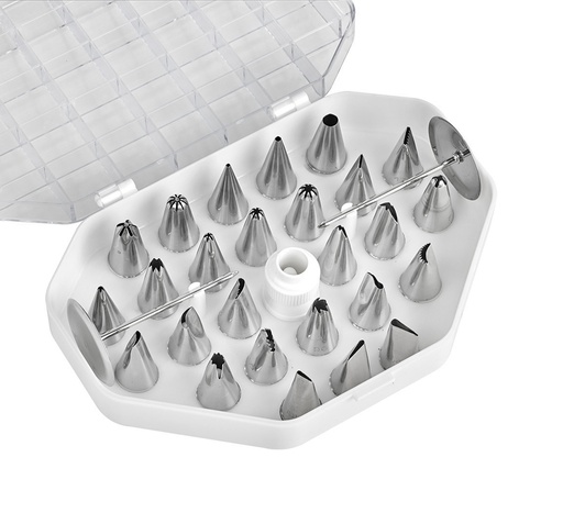 [02991] Mallard Ferrière Stainless steel fine-decoration piping nozzle set of 26 — 02991